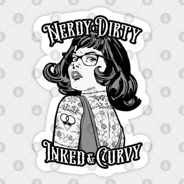 Nerdy Dirty Inked & Curvy Book Lover Tattoo Pop Art Girl Sticker by Grandeduc